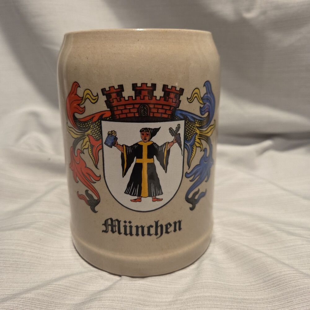 Vintage W. German Ceramic Beer Mug / Stein Munchen Coat of Arms